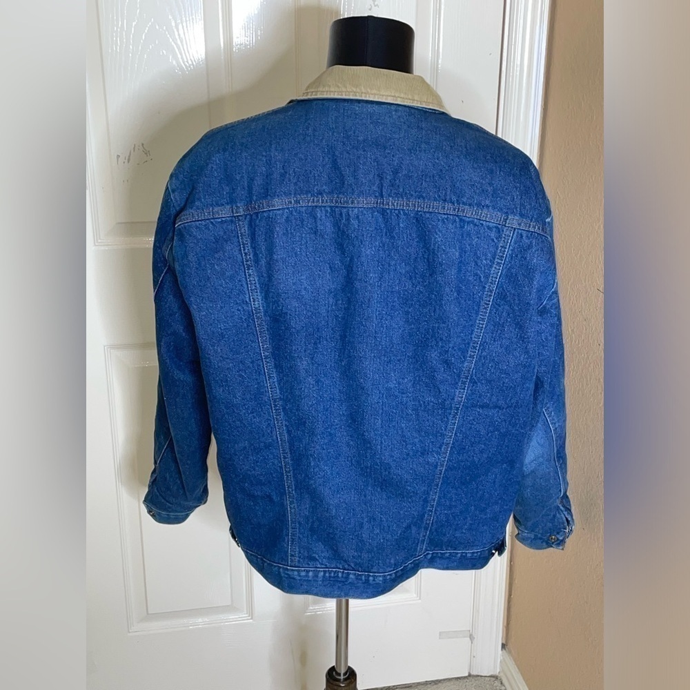 Vtg Wrangler Western Denim Jacket Sz 46L Blanket Lined Corduroy Collar 74260PW - Picture 6 of 11